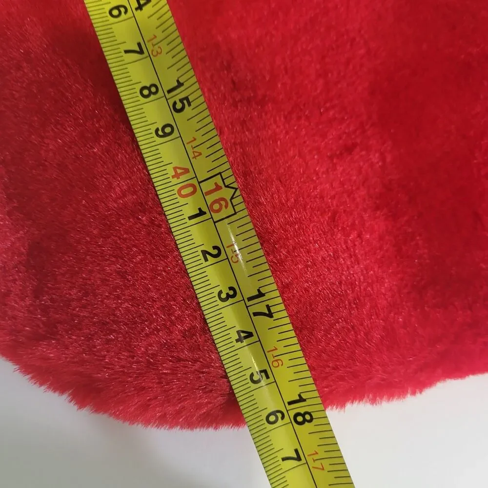 Christmas Stocking Reindeer Seasons Greetings Plush Vintage Red Green 17
